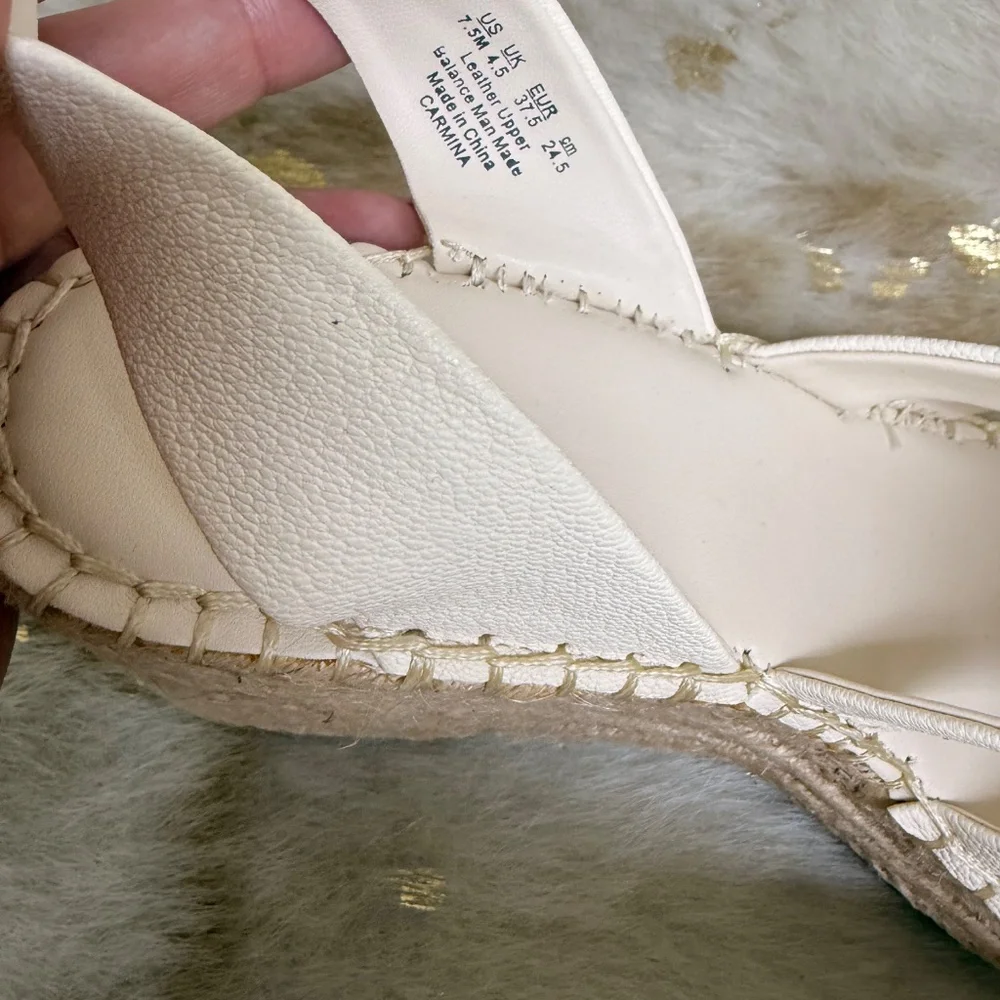 Franco Sarto Carmina Espadrille Wedge Sandals Women Sz 7. 5 Excellent Ivory